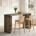 Fnova 63" Pub Table, Rectangular Wood Kitchen Dining Counter Workspace High Top with Louvered Base, for Kitchen, Dining Room & Commercial Use,Gray