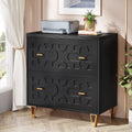 Fnova 2-Drawer Cabinet, Bedside Table with Quiet Gliding Rails & Gold Handles, Storage End Table for Bedroom, Kitchen, Dining Room, Living Room, Easy Assembly,WM011328_B_Cabinet