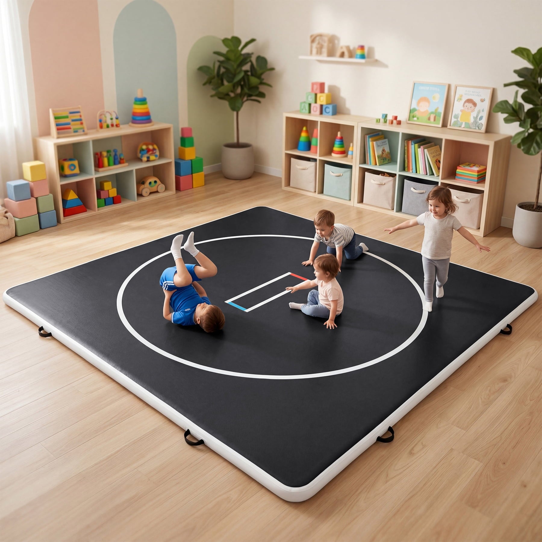 Fnova 10ft x 10ft Inflatable Wrestling Mat, 4-inch Thick, Non-Slip Surface, with Electric Pump and Storage Bag, for MMA, Jiu-Jitsu, Gymnastics, Yoga, and Home Training,WM011613_B3_US