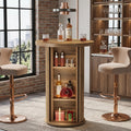 Fnova 23 Inch Round Counter Height Bar Table with 3-Tier Hidden Storage, Bar Table for Small Space Apartment Home Bar Cafe,WM010943_BN_US