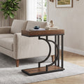 Fnova Narrow Side Table, C-Shaped Modern End Table with Metal Frame, Small Sofa Side Table for Living Room, Bedside Table for Couch,WM010115_DBN_US