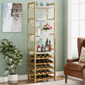 Fnova Industrial 9-Tier Freestanding Wine Rack, Faux Marble Finish, Holds 20 Bottles, Stemware Holder, Wine Baker-Fts Rack for Bar/Kitchen/Dining Room,WM010534_W_Shelf