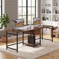 Fnova 79-Inch Extra Long Double Desk for 2 People, Computer Desk with Drawers & Storage Shelves, Home Office Desk Writing Study Table for Home Office, Study Room, Bedroom, Living Room,WM010466_BN_US