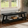Fnova 55" Narrow 2-Tier Entryway Bench, Seating Bench with Shoe Storage Shelf, Large Wooden Shoe Rack Bench with Open Shelves for Entryway, Living Room, Bedroom, Foyer, Easy Assembly,Black