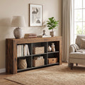 Fnova 63-Inch 6-Cube Open Cubby Console Table, Engineered Wood Multipurpose Sofa Table for Entryway Hallway Living Room TV Decor,WM010971_BNB_US