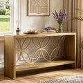 Fnova 70.9" Farmhouse Console Table, Gold Metal Frame Extra Long Entryway Table with Storage, Narrow Sofa Table for Living Room, Hallway,0