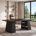 Fnova 63-Inch Executive Desk, Home Office Computer Desk with Double Pedestal & Storage Shelves, Large Writing & Conference Table, for Home Office & Small Business,WM010449_B_US