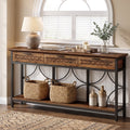 Fnova 70.9-Inch Industrial Console Table with 3 Drawers, Extra Long Entryway Table with Storage, Narrow Sofa Table for Living Room, Foyer,WM010905_BNB_US