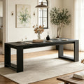 Fnova 86.6-Inch Modern Dining Table for 8 People, Farmhouse Rectangular Narrow Extra Long Kitchen Table with Pedestal Base, Heavy Duty Dinner Table for Dining Room, Kitchen, Living Room,WM010476_B_US