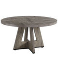 Fnova Modern Farmhouse 47.24" Round Dining Table, Wooden Kitchen Table for 4 People, Quick Assembly, Gray (No Chairs),Gray