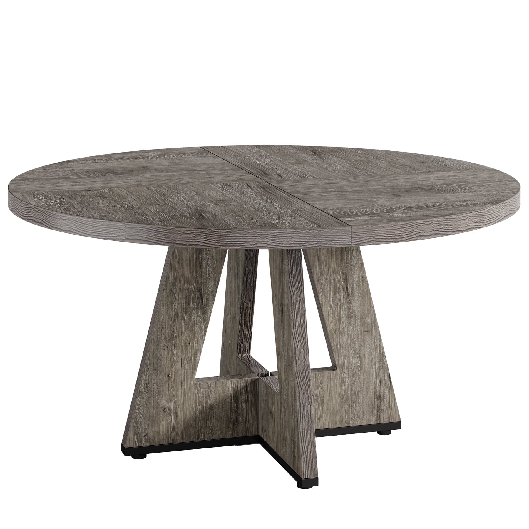 Fnova Modern Farmhouse 47.24" Round Dining Table, Wooden Kitchen Table for 4 People, Quick Assembly, Gray (No Chairs),Gray