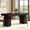 Fnova 55-Inch Modern Dining Table, Mid-Century Wood Rectangular Writing Desk, Computer desk with Double Trapezoid Base, Seats 4-6 - Perfect for Home Office, Dining Room, Kitchen & Living Room,WM010265_B_Tables