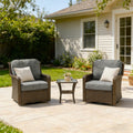 Fnova 3-Piece Outdoor Swivel Patio Furniture Set, 2 PE Wicker Rattan Swivel Rocker Chairs with 1 Glass Side Table, 360¡ã Swivel, High Back Patio Lounge Chairs for Porch, Garden,WM011528_BL_US