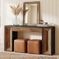 Fnova 63-Inch Farmhouse Console Table, Dual-Tone Narrow Entryway Table, Long Wooden Sofa Table for Living Room, Hallway, Foyer,WM010916_BBN_US