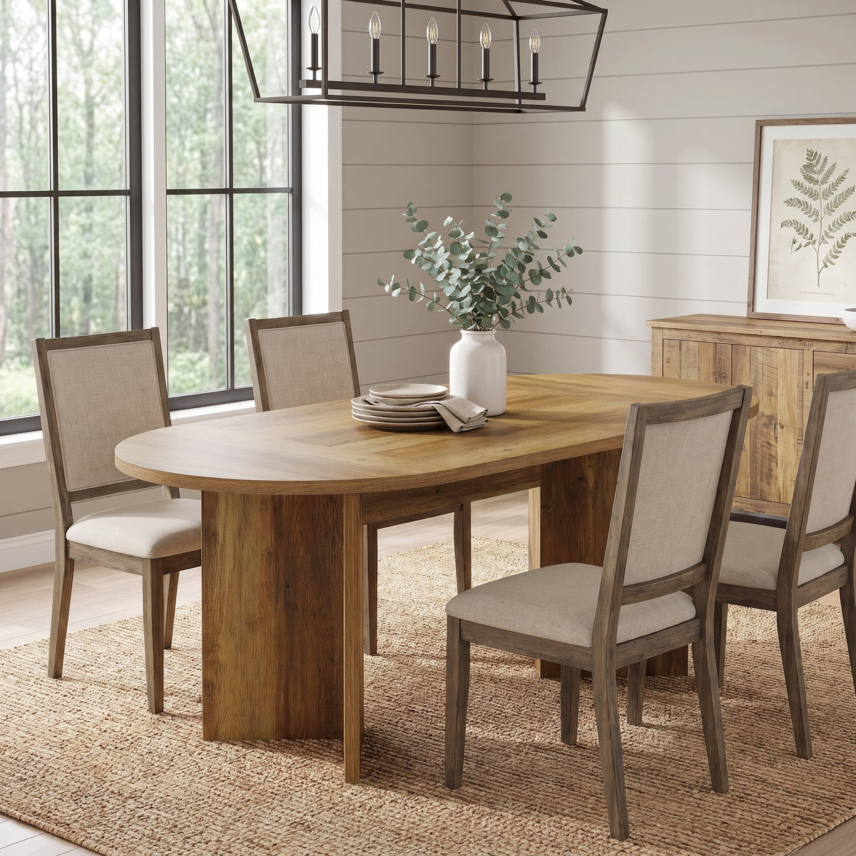 Fnova 63-Inch Farmhouse Dining Table for 2-4 People, Kitchen Table, Modern Dinner Table for Dining Room, Kitchen, Living Room, Office, Restaurant, Apartment,WM010472_BN_US
