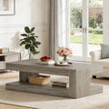Fnova 47" Farmhouse Coffee Tabl, 2-Tier Rectangular Accent Center Tea Cocktail Table with Storage for Living Room,Gray