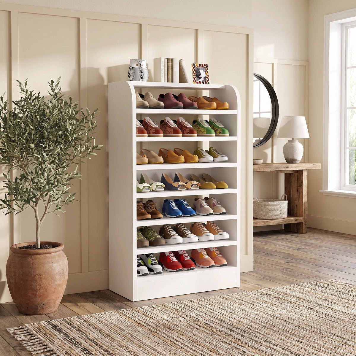 Fnova 8-Tier Shoe Rack, Freestanding Space-Saving Shoe Storage, Multi-Functional Open Shelf Organizer for Entryway Closet Hallway,WM010579_W_US