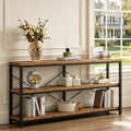 Fnova 55-Inch Industrial Console Table, 3-Tier Sofa Table with Open Storage Shelves, Rustic Entryway Table for Living Room, Hallway, Foyer,WM010382_BNB_US