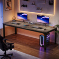 Fnova 78.7" Modern Computer Desk with Wood Desktop, Metal Frame Office Desk, Gray,Grey