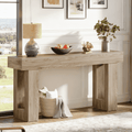 Fnova 63" Long Console Table, 2-Tier Wooden Narrow Rectangular Sofa Table Behind Couch, Farmhouse Entryway Table for Entrance, Hallway, Living Room,Light Brown