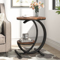 Fnova Industrial C - Shaped Side Table, 19.68-Inch End Table with Storage Shelf, Geometric Shapes, Metal Frame for Study, Kitchen, Dining Room, Living Room, Easy Assembly,WM010122_BN_Tables