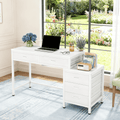 Fnova 39.37-Inch Industrial 5-Drawer Desk, Modern Computer Desk for Living Room/Study/Home Office, Easy Assembly,WM010294_W_Tables