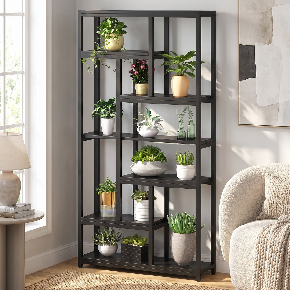 Fnova 79-Inch Extra Tall Storage Shelf Unit, 10-Tier Industrial Bookshelf Bookcase Display Organizer with Anti-Tip for Living Room Bedroom Home Office,WM010525_B_US