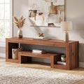 Fnova 62.99-Inch TV Stand with Open Storage Shelves, Rustic Brown Entertainment Center with Thick MDF Board, Modern Farmhouse Media Console Table, Living Room Storage Organizer Furniture,WM010619_WB_US