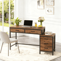 Fnova 39.37-Inch Industrial 5-Drawer Desk, Modern Computer Desk for Living Room/Study/Home Office, Easy Assembly,WM010294_BN_Tables