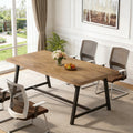 Fnova 70.86'' Large Dining Table for 6-8, Thickened Farmhouse Kitchen Table for Dining Room, Light Brown,Light Brown