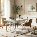 Fnova 70.86 Inch Farmhouse Dining Table, X-Shaped Metal Legs, Large Rectangular Kitchen Table for 6-8 People, Heavy Duty Dining Room Furniture,White