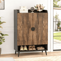 Fnova 7-Tier Modern Cabinet, Side Cabinet with Adjustable Shelves, Shoe Storage with Metal Accents, 24 Pairs Capacity for Entryway, Hallway, Living Room, Bathroom,WM011313_BN_Cabinet