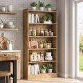 Fnova Modern 72-Inch 6-Tier Storage Shelf, Wooden Shelving Unit, Closed Back & Side Panels for Living Room/Kitchen/Home Office, Easy Assembly,WM010537_LBN_US
