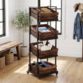 Fnova 4-Tier Rolling Storage Cart with Tilt & Horizontal Shelves, 59.06-Inch Tall Mobile Organizer with Lockable Wheels for Kitchen Entryway,WM010577_BNB_US