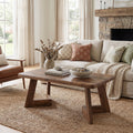 Fnova Farmhouse Coffee Table with V-Shaped Legs, 47.24 Inch Rectangle Living Room Center Table, Cocktail Tea Table, Accent Furniture, Rustic Brown,WM010486_DBN_US