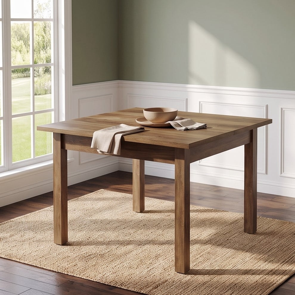 Fnova 39.4-Inch Square Farmhouse Dining Table, Wood Coffee Table for 4 People, Modern Kitchen Table for Dining Room, Dark Brown (Chairs Not Included),WM010232C_DBN_Tables