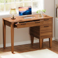 Fnova 47.2" Farmhouse Computer Desk with 3 Drawer, Wood Home Office Writing Desk with Storage, Brown,0