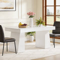 Fnova 55-Inch Modern Dining Table, Mid-Century Wood Rectangular Writing Desk, Computer desk with Double Trapezoid Base, Seats 4-6 - Perfect for Home Office, Dining Room, Kitchen & Living Room,WM010265_W_Tables