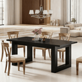 Fnova 63" Dining Table, Modern Wood Rectangular Kitchen Table, Large Dining Room Table with Heavy Duty Legs, Easy to Assemble,Black