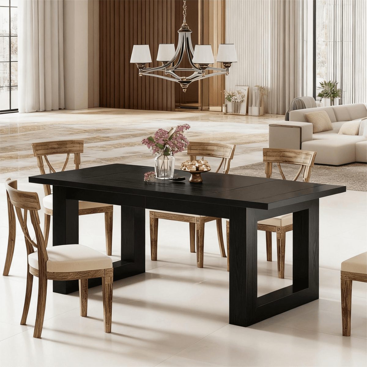 Fnova 63-Inch Dining Table, Modern Wood Rectangular Kitchen Table, Large Dining Room Table with Heavy Duty Legs, Easy to Assemble,WM010248_B_Tables