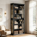 Fnova 74" Tall Bookcase with 6-Tier Open Display Storage Shelves, Large Book Shelf Bookcase Bookshelf for Living Room, Home Office, Bed Room,Black
