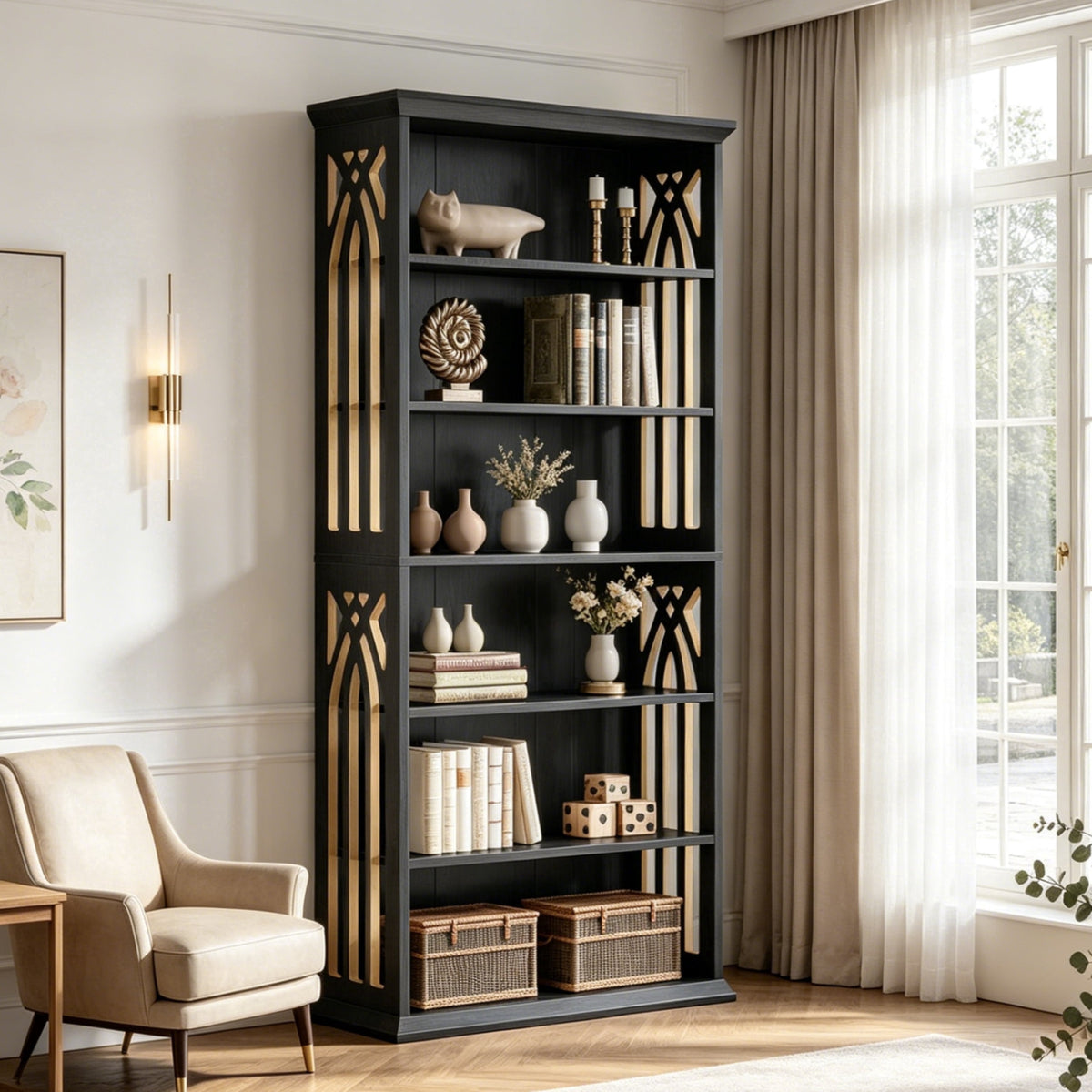 Fnova 74-Inch Tall Bookcase with 6-Tier Open Display Storage Shelves, Large Book Shelf Bookcase Bookshelf for Living Room, Home Office, Bed Room,WM010501M_F2259_US