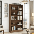 Fnova Modern 72-Inch 6-Tier Storage Shelf, Wooden Shelving Unit, Closed Back & Side Panels for Living Room/Kitchen/Home Office, Easy Assembly,WM010537_BN_Shelf