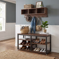 Fnova 5-in-1 Entryway Organizer, 3-Tier Shoe Rack with 3 Cubbies & 7 Hooks, Coat Rack for Hallway Mudroom,WM010576_BNB_US