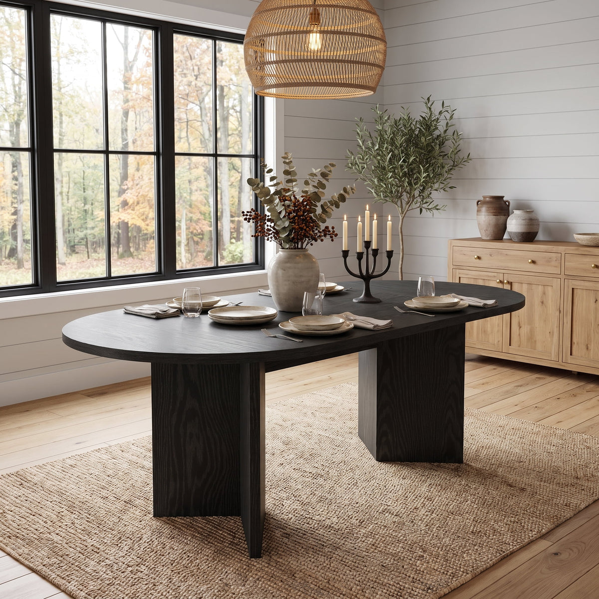 Fnova 63-Inch Farmhouse Dining Table for 2-4 People, Kitchen Table, Modern Dinner Table for Dining Room, Kitchen, Living Room, Office, Restaurant, Apartment,WM010472_B_US