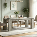 Fnova 86.6" Extra Long Farmhouse Dining Table for 6-10 People, Large Wood Kitchen Table, Heavy Duty Dinner Table for Dining Room, Kitchen, Living Room, Restaurant, Family Gatherings,Gray