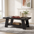 Fnova 47 Inch 2-Tier Farmhouse Coffee Table with Storage Shelf, Rectangle Center Table, Cocktail Tea Table for Living Room, Apartment, Home Office,WM010482_B_US