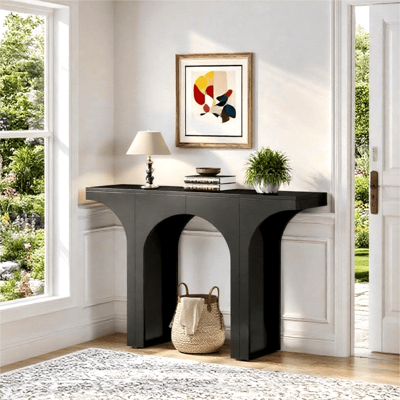 Fnova 47" Modern Console Table with Arched Design, Narrow Sofa Table for Entryway, Hallway, Living Room, Foyer Accent Table, Easy Assembly,0
