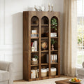 Fnova 70.87" 5-Tier Bookshelf, Arched Design Display Bookcase with Open Storage Shelves, Versatile Organizer for Living Room, Bedroom, Home Office, Entryway,Brown