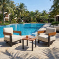Fnova 3-Piece Outdoor Patio Chair Set, 2 Minimalist Metal Frame Armchairs with 1 Side Table, 450 Lbs Capacity, 8.7-Inch Thick Cushions, Wide Seat Patio Furniture for Balcony, Deck, Backyard,WM011527_W_US